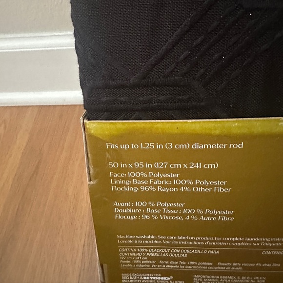 Everhome Embroidered Diamond Wave Balck Blackout Wall Art Curtains NWT - Picture 5 of 7